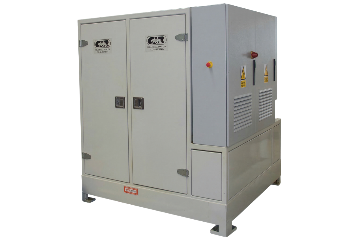 Hydraulic power pack installed in acoustic enclosure for controlled industrial environments