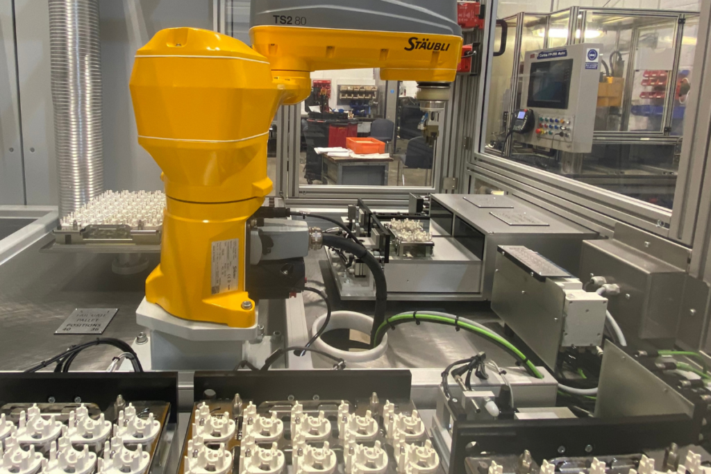 Robotic production automation line used for high volume manufacturing